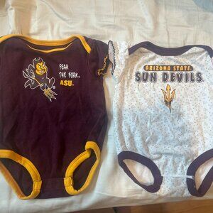 Two Infant Girls ASU Sun Devil Onesies
